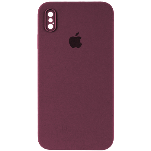 Silicone Case Square Full Camera Protective (AA) для iPhone XS (5.8") (Marsala)-0